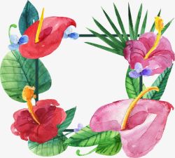 手绘水彩花卉边框素材
