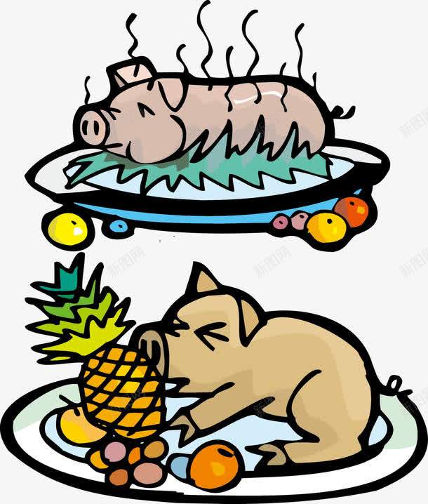 清明祭祀食品矢量图eps免抠素材_88icon https://88icon.com 清明祭祀 清明节 烤乳猪 矢量食物 矢量图