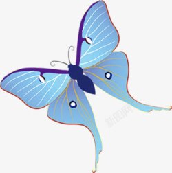 蓝色卡通手绘蝴蝶装饰素材