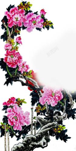 手绘粉色花朵装饰花古典素材