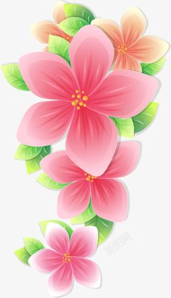 手绘粉色花朵艺术海报素材