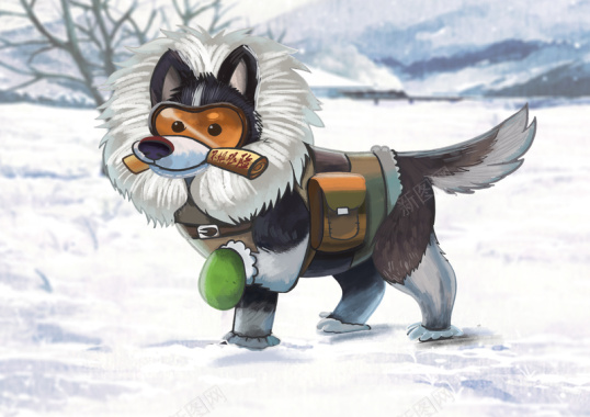 阿拉斯加冬季儿童画卡通动物背景
