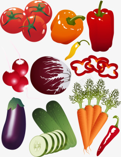元素水果和蔬菜矢量图素材