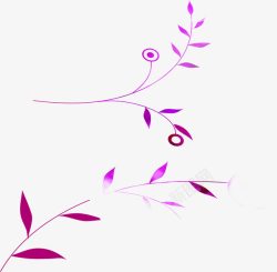 紫色手绘线条树枝素材