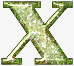 绿色花纹字母X素材