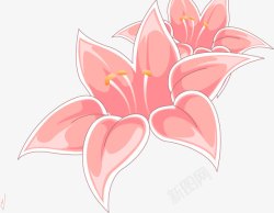 粉色花朵卡通手绘素材
