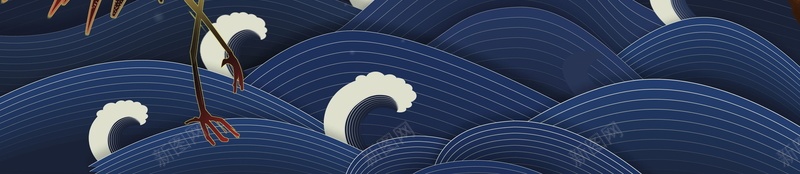 仙鹤国潮字体红日牡丹花海浪psd设计背景_88icon https://88icon.com 仙鹤 国潮字体 国潮背景墙 海浪 牡丹花 红日