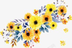 美丽的水彩黄色雏菊矢量图素材