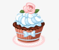 卡通手绘玫瑰纸杯蛋糕素材