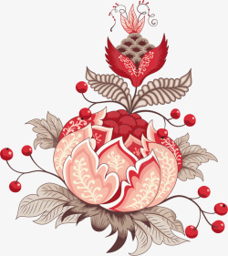手绘红色花朵素材