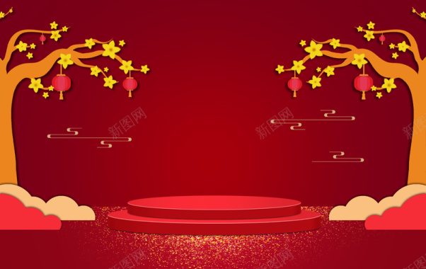 新春banner背景背景