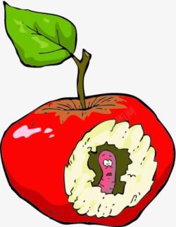 卡通虫吃苹果素材