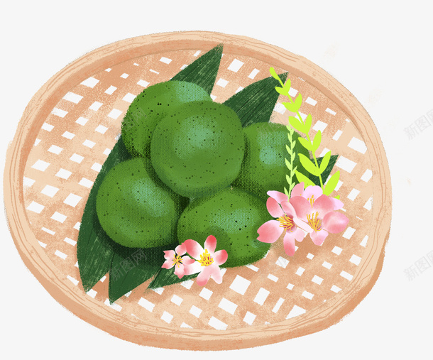 手绘可爱插图清明食物青团png免抠素材_88icon https://88icon.com 可爱插图 手绘 清明 竹编篮子 青团 食物