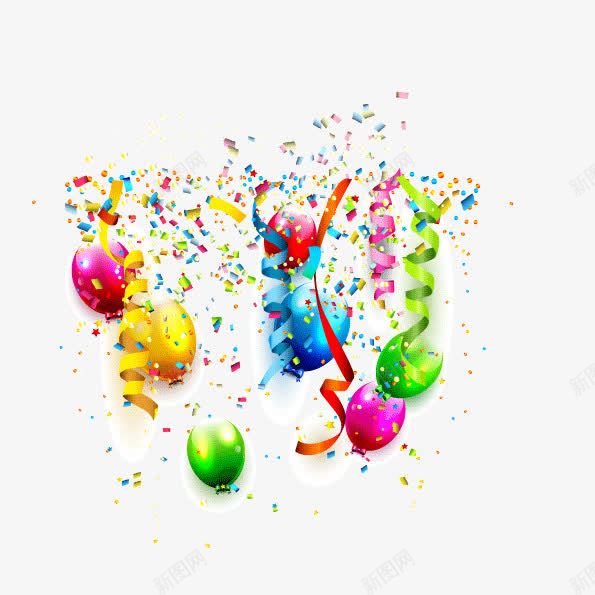 装饰图案节日元素气球彩带png免抠素材_88icon https://88icon.com 彩带 气球 节日元素 装饰图案