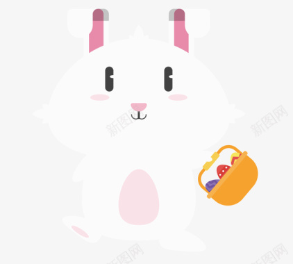 兔子免抠素材小篮子小白兔儿童LOGO白嫩可矢量图图标图标