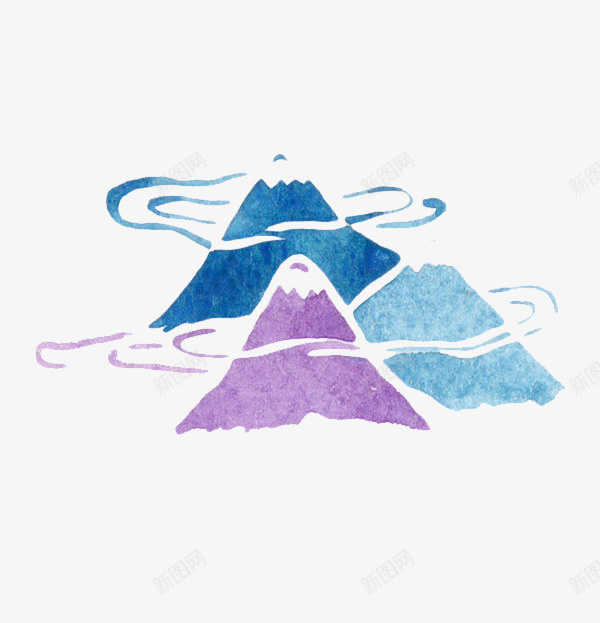 手绘彩色山峰和烟雾png免抠素材_88icon https://88icon.com 免抠图 山峰 手绘山峰 抠图 插画 烟雾 装饰图