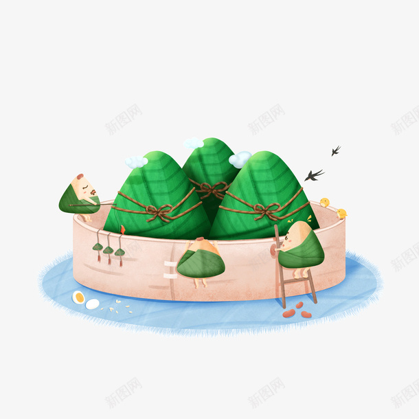 端午节忙碌的小粽子png免抠素材_88icon https://88icon.com 一笼粽子 卡通 端午节 粽子 粽子插图