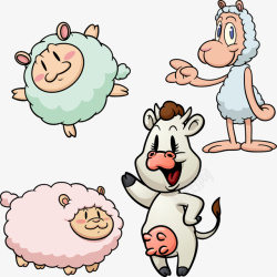 卡通可爱动物绵羊矢量图素材
