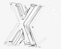 X透明立体字艺术字素材