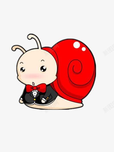 穿礼服的蜗牛png免抠素材_88icon https://88icon.com 光头 可爱 房子 红色 触角