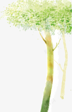 彩绘绿色树木素材