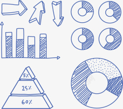 手绘蓝色手账图表矢量图素材