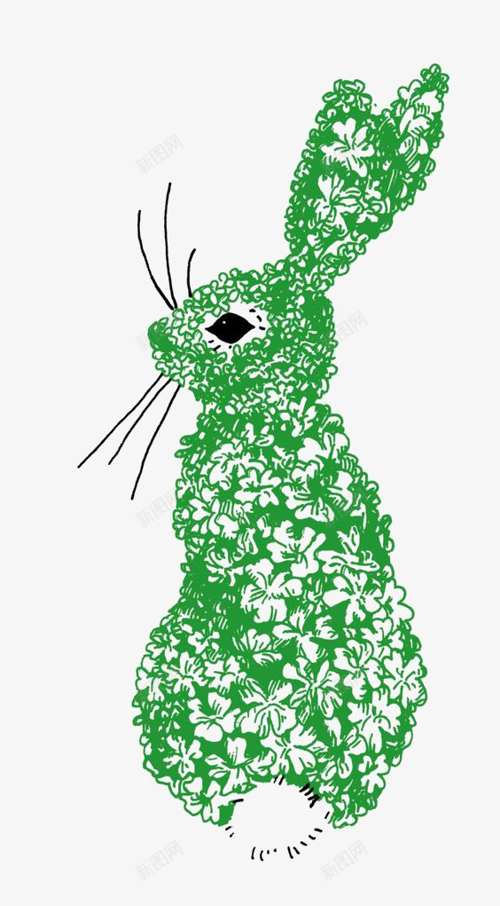 绿色花纹兔子png免抠素材_88icon https://88icon.com 兔子 创意 卡通 手绘 插画 花纹