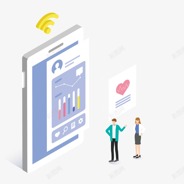 手机数据插图矢量图ai免抠素材_88icon https://88icon.com 卡通 手机 插图 数据 爱心 电子 立体 符号 黄色 矢量图