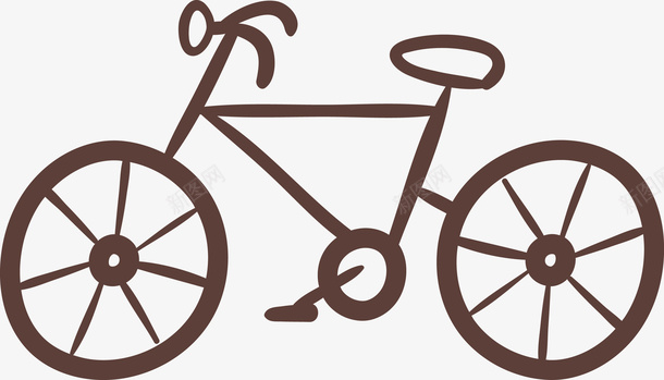 棕色病毒手绘自行车矢量图图标图标