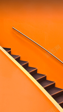 橙色背景楼梯背景
