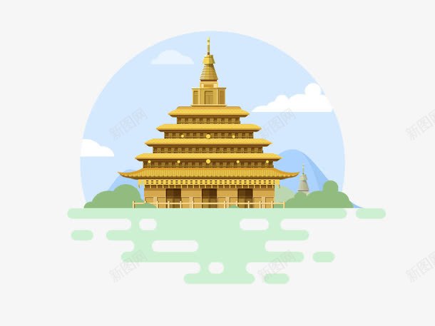 古塔png免抠素材_88icon https://88icon.com 云 古塔 山 建筑