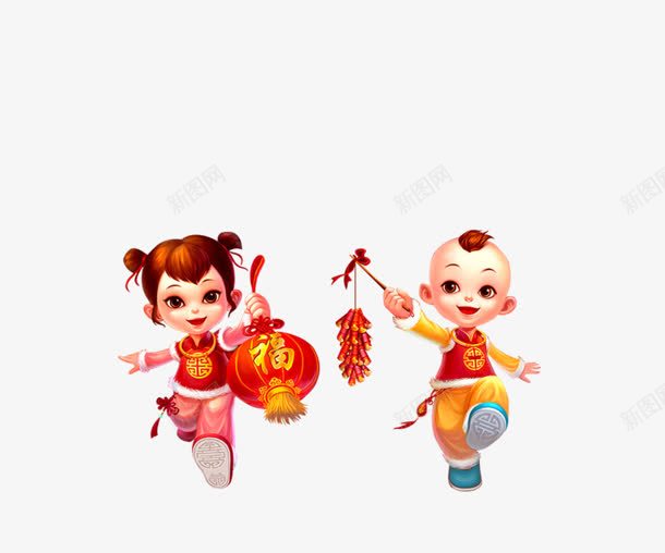 手绘新年卡通福娃png免抠素材_88icon https://88icon.com 卡通 新年