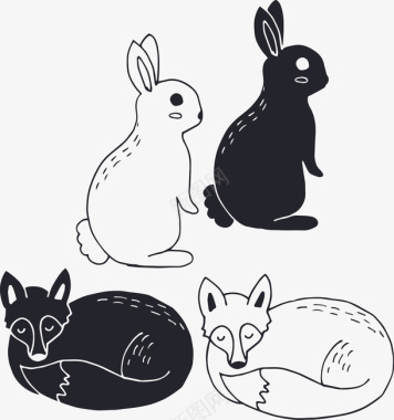 狐狸兔子和狐狸图标图标