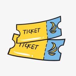 两张票黄蓝色两张旅游出行票矢量图高清图片