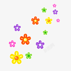 彩色花朵漂浮元素素材