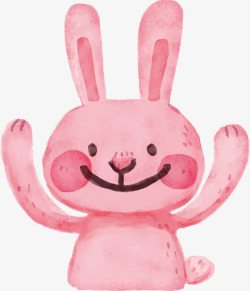 手绘粉色小兔素材