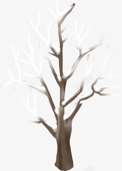 手绘冬季树枝插图素材