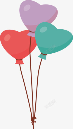 情人节彩色爱心气球矢量图素材