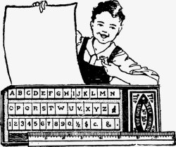 手绘复古打字机矢量图素材