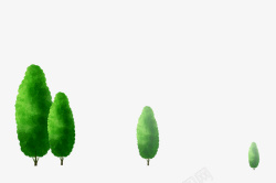 绿色手绘树木装饰图案素材