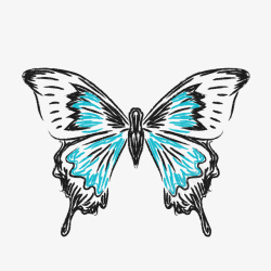 水彩绘蓝色蝴蝶素材