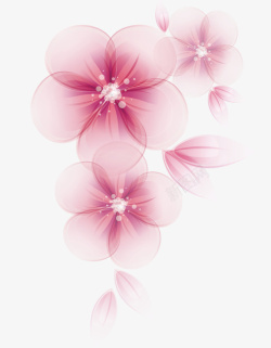 唯美浪漫水彩粉色花朵素材