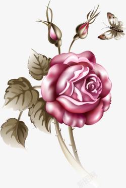 卡通手绘唯美玫瑰花素材