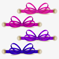 4款彩色丝带蝴蝶结矢量图素材
