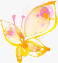 手绘黄色卡通蝴蝶艺术水彩素材
