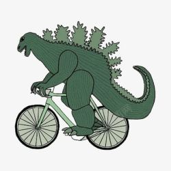恐龙骑自行车素材