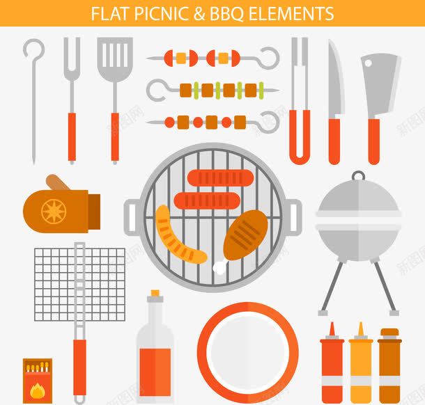手绘烤肉矢量图ai免抠素材_88icon https://88icon.com BBQ 扁平 手绘 烤肉 矢量图