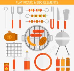 手绘烤肉矢量图素材
