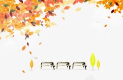 秋叶长椅素材