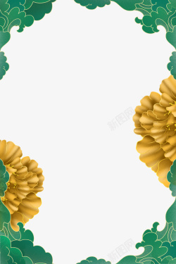 中国风宫廷设计中国风绿金牡丹边框高清图片